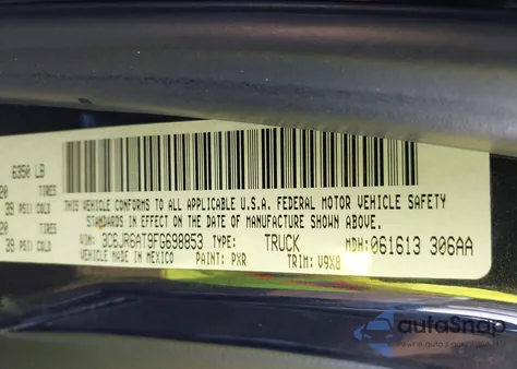 2015 Ram 1500 Express from USA, damaged, VIN 3C6JR6AT9FG698853